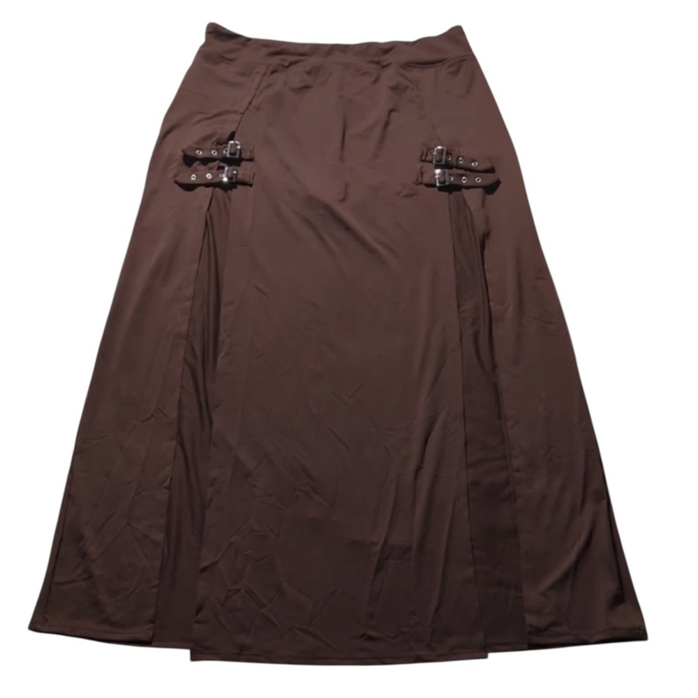 halara high waisted decorative buckle split 2-in-1 maxi casual skirt large - Picture 4 of 4